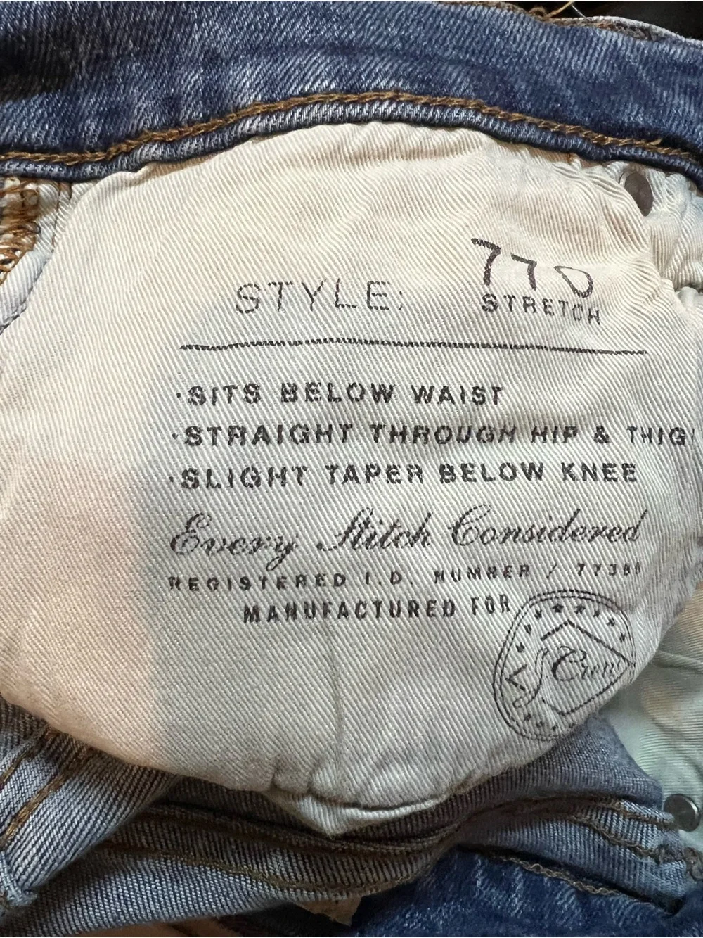J Crew Men's Straight Jeans (style 770) - Medium Indigo Blue 30w x 32L